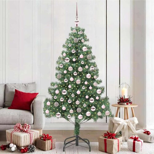 vidaXL Božično drevo med 300 LED z stojalom Zelena 210 cm PVC Cene