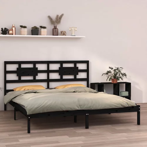 vidaXL Okvir za krevet od masivnog drva crni 180 x 200 cm 6FT bračni