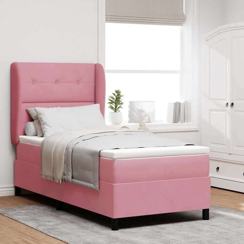 Box Spring Postelja z Blazino Roza 100x200 cm Žamet, (22051574) Cene