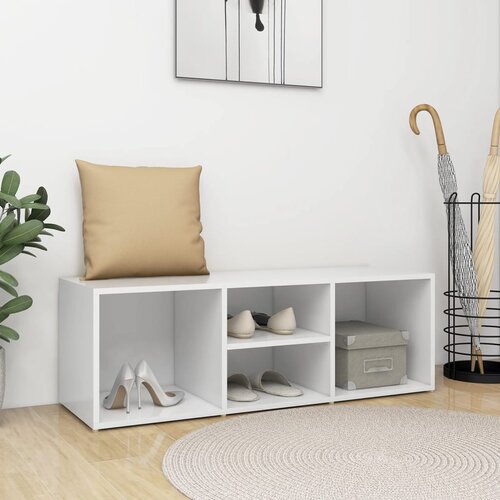 VidaXL Klop za shranjevanje čevljev bela 105x35x35 cm iverna plo&amp;scaron;ča Slike
