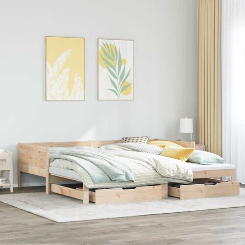 VidaXL Dnevni krevet na razvlačenje s ladicama bez madraca 90 x 190 cm Slike