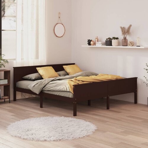 vidaXL posteljni okvir temno rjav iz trdne borovine 200x200 cm Cene