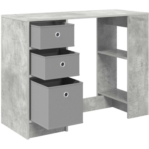  Stol s policom Betonski sivi 100 x 40 x 75 cm Konstruirano drvo Slike