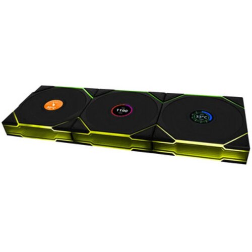 Lian Li UNI FAN TL Wireless LCD Fan, ARGB, PWM, 3-Pack incl. Controller - Reverse Blade, 120mm, black Cijene