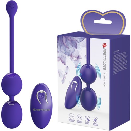 Pretty Love Willie-Youth Vibrating Kegel Balls with Remote Control Purple Slike