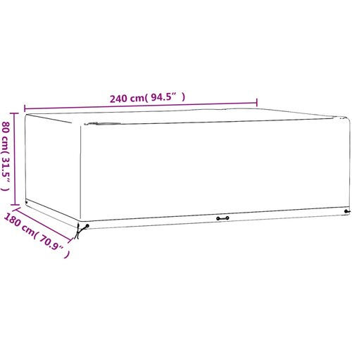  Navlaka za vrtni namje&amp;scaron;taj s 12 u&amp;scaron;ica 240x180x80 cm pravokutna Slike