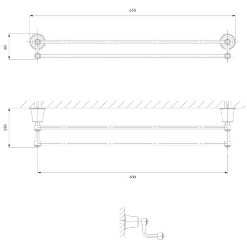 omnires AL53226CR - zidni držač za pe&amp;scaron;kire art line 65 cm sjajni hrom Slike