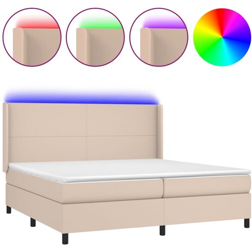  box spring madrac LED cappuccino 200x200cm umjetna koža Slike
