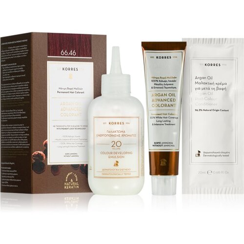 Korres Argan Oil permanentna barva za lase z arganovim oljem odtenek 66.46 Intense Burgundy Red 50 ml Cene