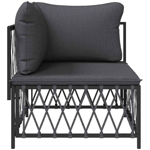  Kutna vrtna sofa od tkane tkanine s jastucima antracit Slike