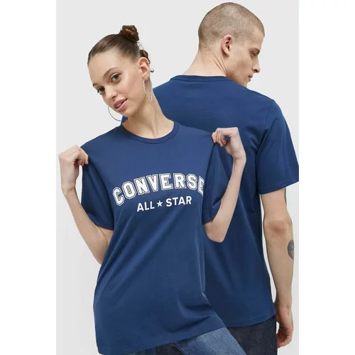 Converse Bombažna kratka majica mornarsko modra barva