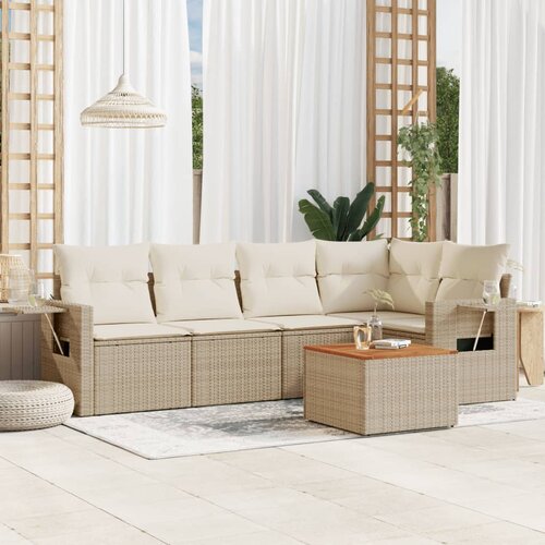 vidaXL 6-dijelni set vrtnih sofa s jastucima bež od poliratana Cijene