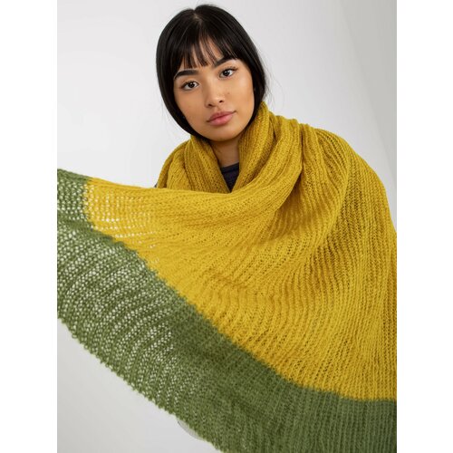Fashion Hunters Yellow and green two-tone women's knitted scarf Cene