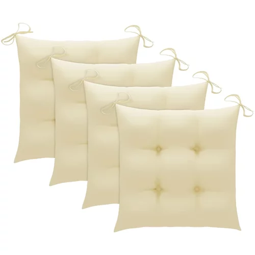  Jastuci za stolice 4 kom krem bijeli 50 x 50 x 7 cm od tkanine
