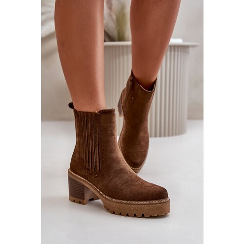 Boto Women's Heeled Boots Made Of Eco Suede Insulated Dark Brown Nevitas Cene