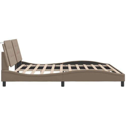  Okvir kreveta LED boja cappuccina 200 x 200 cm umjetna koža Slike
