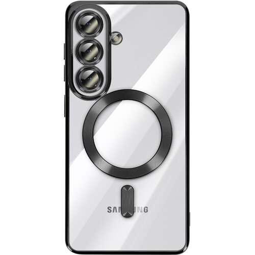AVIZAR Mehko ohišje MagSafe za Galaxy S26, odporno na udarce, s kromiranim robom, Prozorno črna, (5000190465) Cene