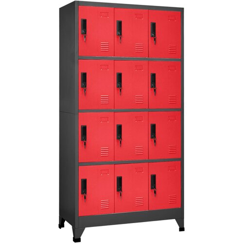 The Living Store Omara s ključavnico antracitna in rdeča 90x45x180 cm jeklo - Omarica Na Ključ, (21435605) Slike