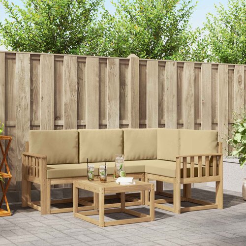  Set vanjskih sofa 5 kom. Bijela i bež Slike