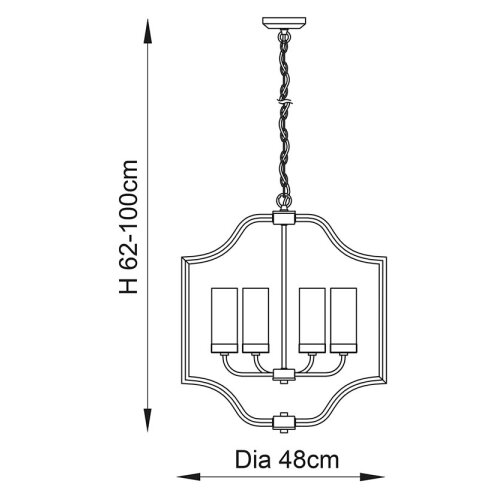  Endon 81914 - Luster na lancu EDREA 4xE14/6W/230V mesing Slike