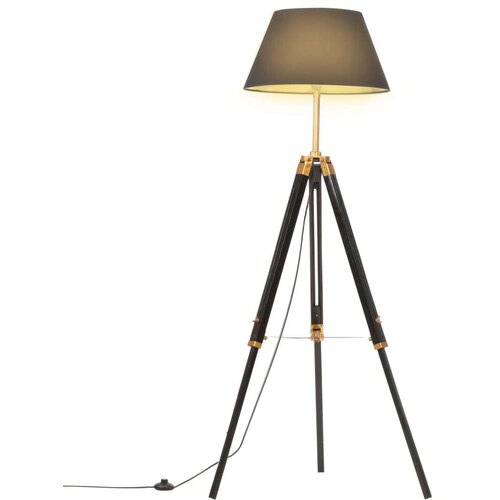  Trinožna stoječa svetilka črna in zlata trdna tikovina 141 cm, (22125914) Slike