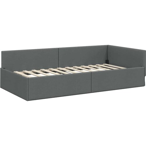  Kutni okvir kreveta Tamno siva 100 x 203 cm tkanina Slike