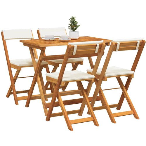 Bistro set s jastukom 5 pcs Prirodna nafta Čvrsto drvo akacije Slike