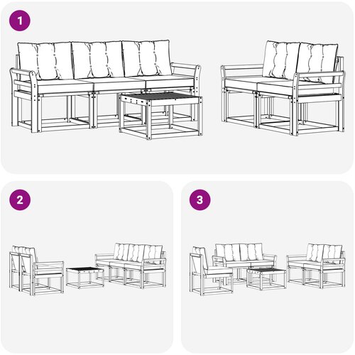  Set vanjskih sofa 6 kom. Bijela i krem Smeđa 59 x 59 x 37 cm Slike
