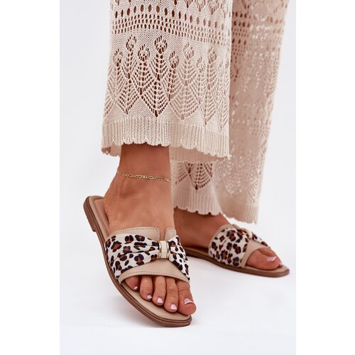 Boto Womens Flat Heeled Sandals With Bow Beige Avenza Cene