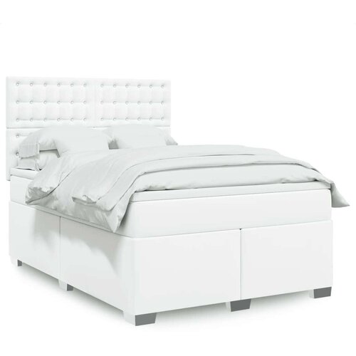 VidaXL Krevet s oprugama i madracem bijeli 140x190 cm od umjetne kože Slike