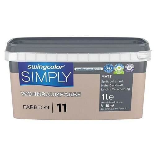 SWINGCOLOR Boja za zid Simply (Smeđa – br. 11, Mat, 1 l) Cijene