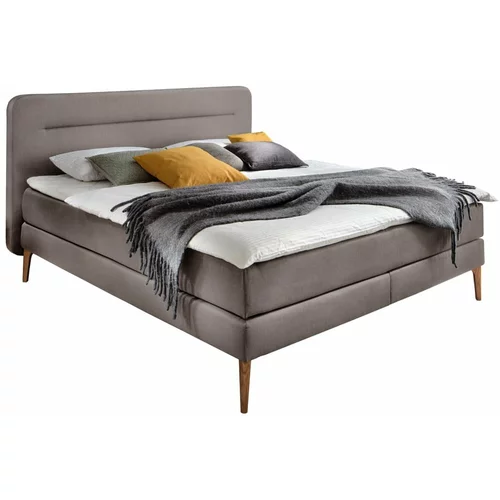 Meise Möbel smeđe-sivi tapecirani bračni krevet s madracem Massello, 160 x 200 cm