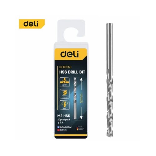 HSS SPIRALNA BURGIJA ZA METAL DELI 2.5MM 20/1 EDL16025G Slike