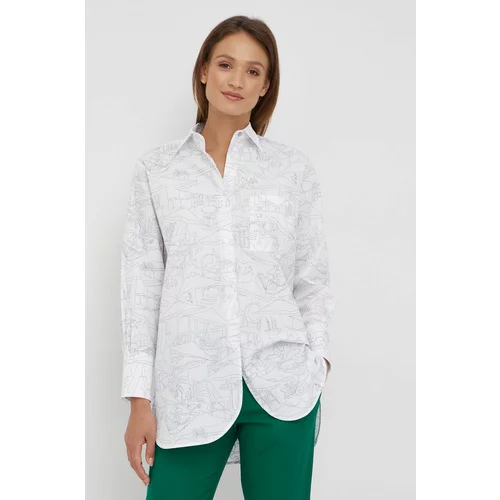 PS Paul Smith Pamučna košulja za žene, boja: bijela, relaxed, s klasičnim ovratnikom