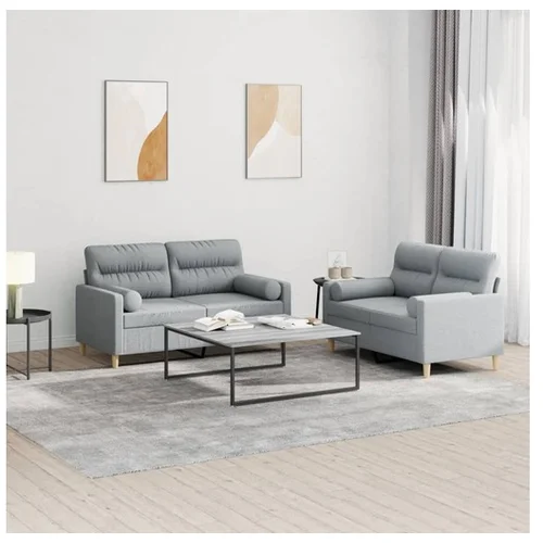 vidaXL 2-dijelni set sofa s jastucima svjetlosivi od tkanine