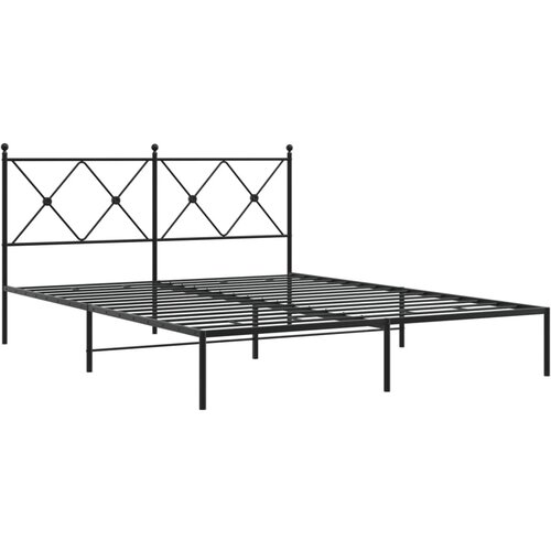  Metalni okvir za krevet s uzglavljem crni 160x200 cm Slike