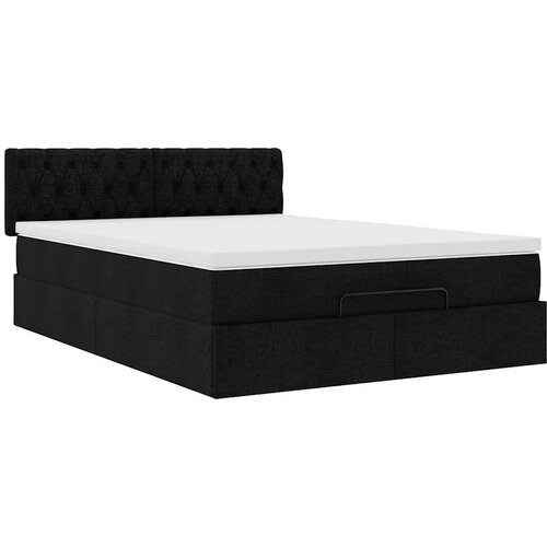 VidaXL otomanski krevet s madracem i led crni 140x190 cm tkanine Slike