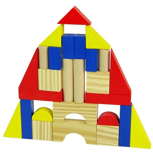 Montessori set drvenih blokova za gradnju kuće/dvorca, &amp;scaron;areni Slike