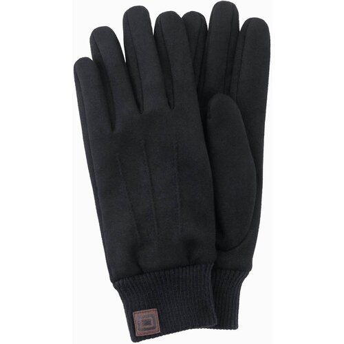 Ombre Men&amp;#039;s eco suede gloves with welt - black Slike