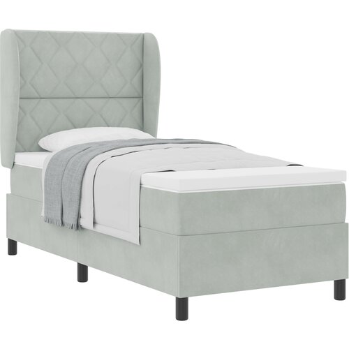 VidaXL Box Spring postelja z vzmetnico Svetlo siva 100x200 cm Žamet Slike