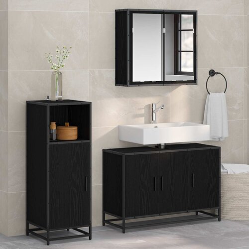  Set namještaja za kupaonicu 3 kom. Crni hrast 90 x 33 x 60 cm Cene