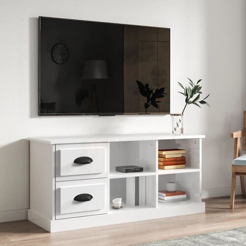 TV ormarić sjajni bijeli 102x35,5x47,5 cm konstruirano drvo Cene