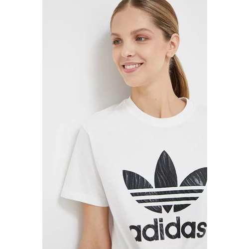 Adidas Bombažna kratka majica bež barva