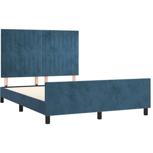 VidaXL okvir za krevet s uzglavljem tamnoplavi 140x190 cm bar&amp;scaron;unasti Slike