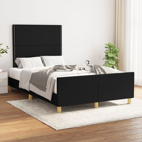 The Living Store Posteljni okvir z vzglavjem črn 120x200 cm blago - Posteljni Okvir Z Vzglavjem, (21531556) Cene