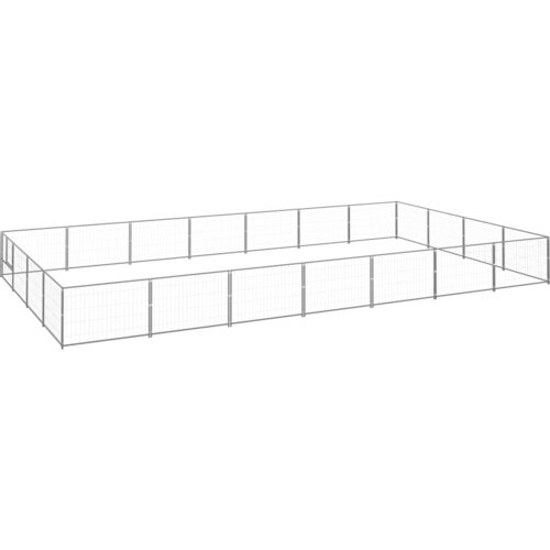 vidaXL Pasji boks srebrn 28 m² jeklo Cene