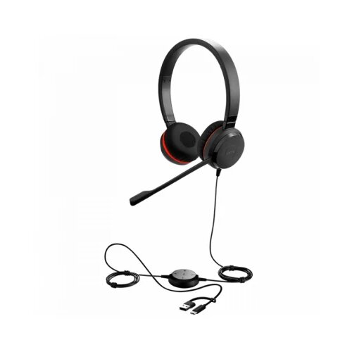 Jabra Evolve 20 SE, Stereo MS, USB C/A adapter, Leather Cene