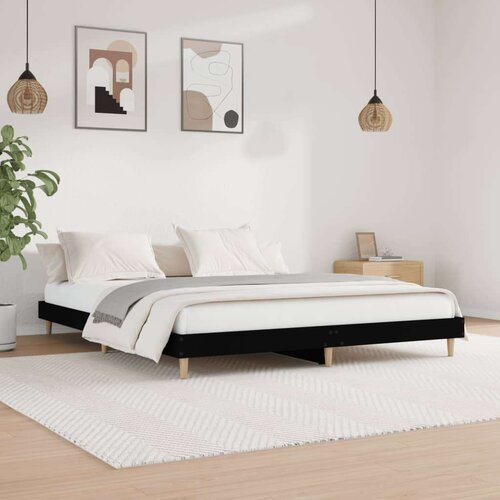  posteljni okvir črn 200x200 cm inženirski les, (20727333) Cene