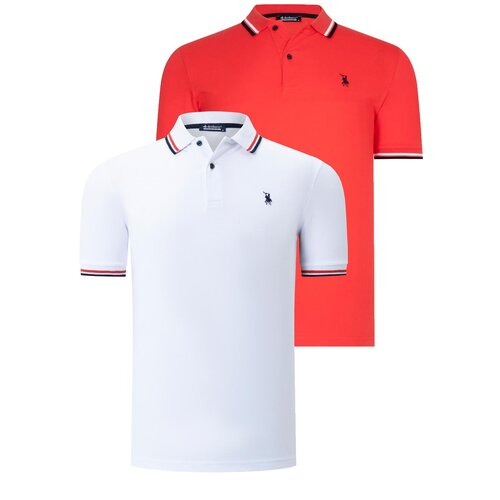 Dewberry DUAL SET T8594 MENS T-SHIRT-WHITE-POMEGRANATE Cene