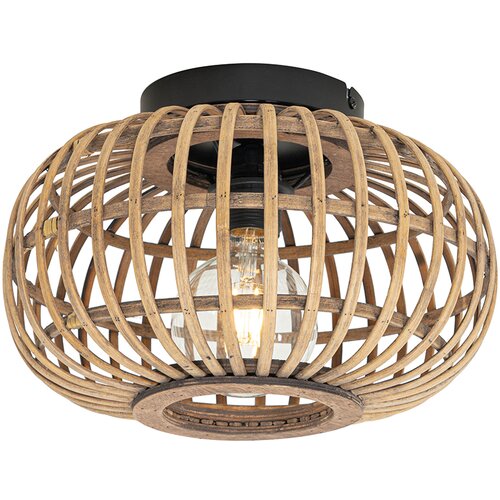 QAZQA Smart plafondlamp zwart met bamboe incl. Wifi G95 - Amira Cene